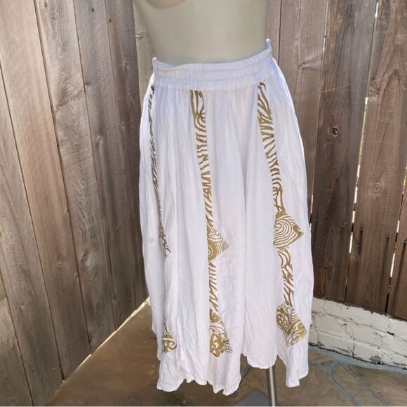 Cache vintage White and Gold A-Line Skirt size small - Picture 3 of 12